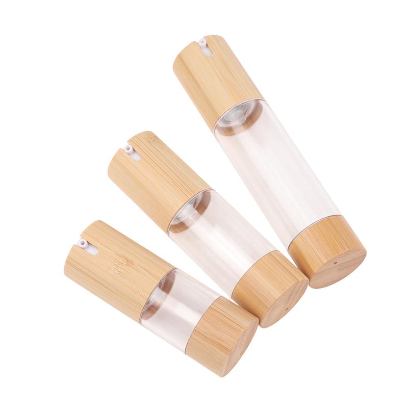 Leere 15 ml 30 ml 50 ml Bambus Airless Vakuum-Pumpflasche für Make-up-Creme Serum Lotion Hautpflege Viole Kosmetikbehälter