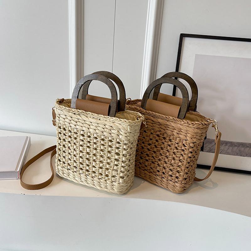 Summer Beach Bag Women Weave Handmade Straw Bag Bohemian Lady Shoulder Bag Kintted Handbag Vacation Crossbody Bag Girls Pouch