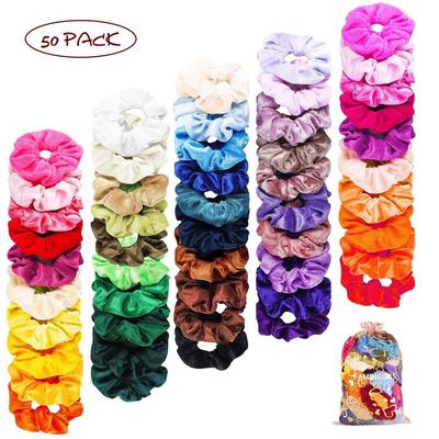 50 Pcs Velvet Hair Ties  Elastic Rubber Bands Hairbands Scrunchies Ponytail Hairband for Women