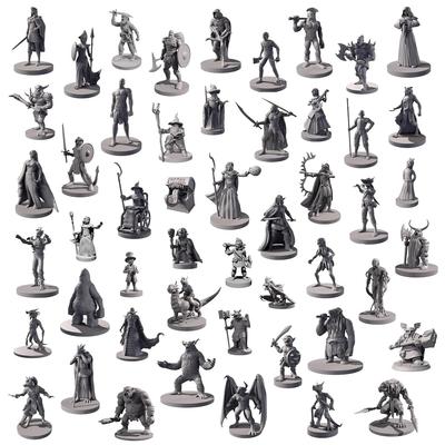 Path Gaming Fantasy Races Miniature Kit Perfect for Painting 28mm Tabletop Path 50 (50 Figures) - Practice, Unpainted, Scale, RPG, D&D Compatible,
