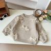 Korean Children Clothing Autumn Girl Baby Toddler Solid Bow Sweaters Winter Fashion Sweet Kid Princess Knitted Sweater