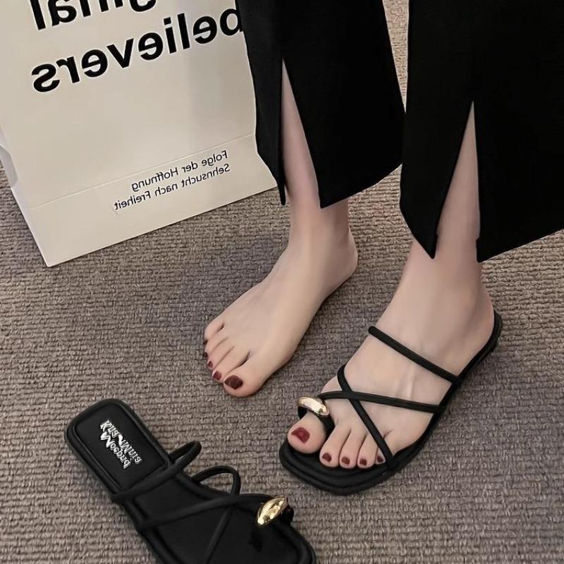 Fashion versatile sandals women's summer new cover toes low heels beach wear sandals women's models