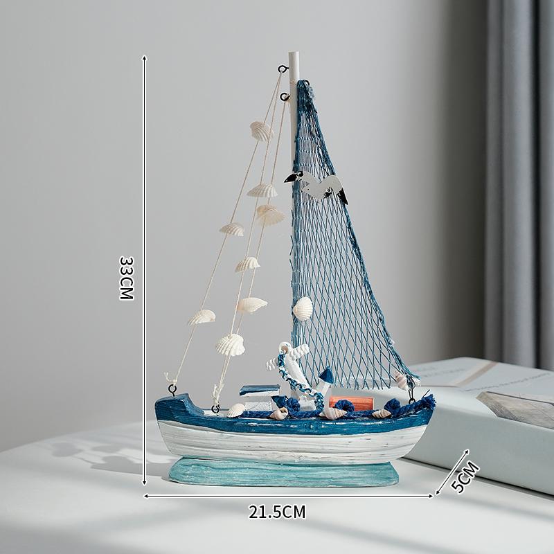 

Mediterranean-Style Wooden Sailboat Figurines - Small Decorative Handicraft Ornaments