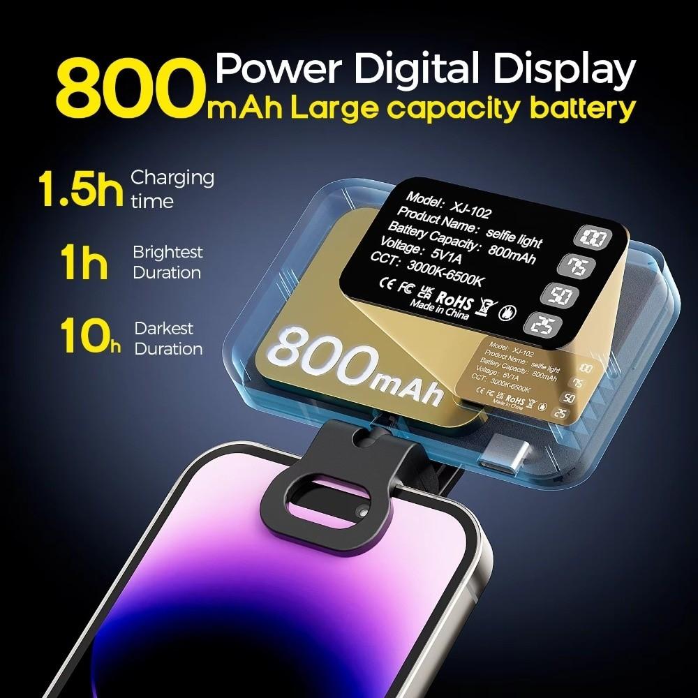 3 Modes LED Fill Light 800/1000mAh Clip Ring Flash Light LED Selfie Light  Mobile Photography