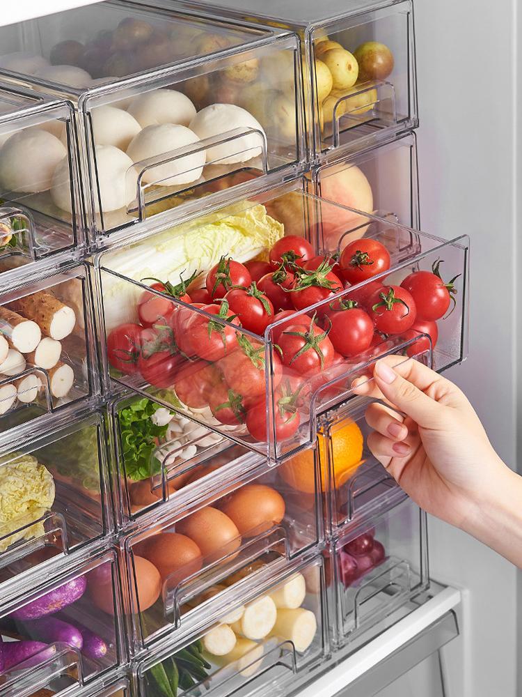 Stackable Clear Drawer Storage Box Plastic Organizer DrawerFor Home Organization & Storage Fridge Makeup Desk