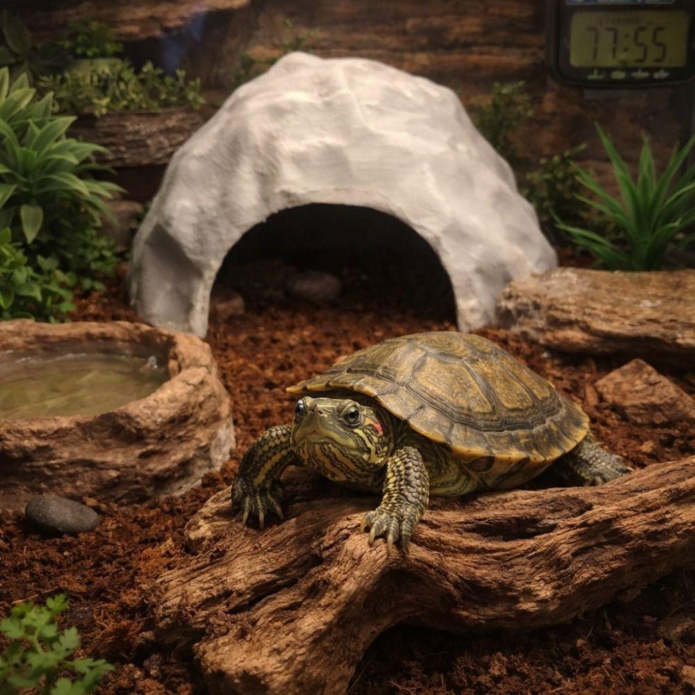 Lightweight Plastic 3D Printed Reptile Shelter Realistic Stable Reptile Habitat Artificial Terrarium Decor Aquarium Decoration