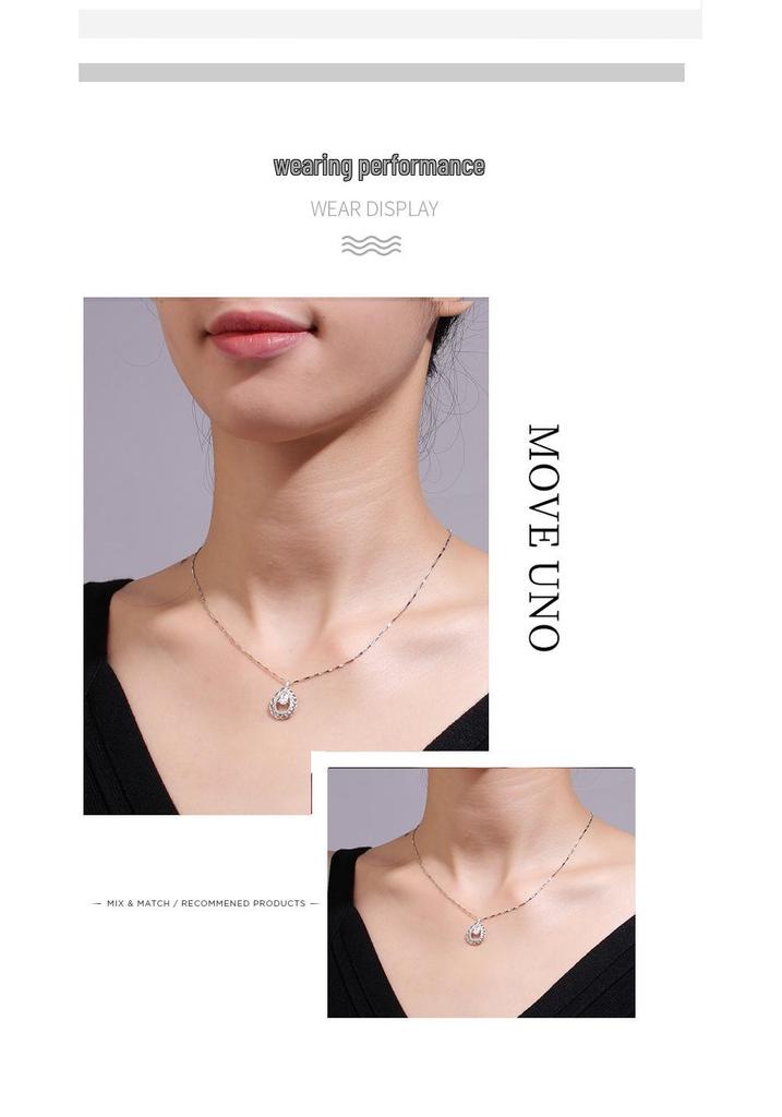 S925 Sterling Silver Water Drop & Arrow Heart Necklace with Full Diamond for Women - Light Luxury & Fashionable Design