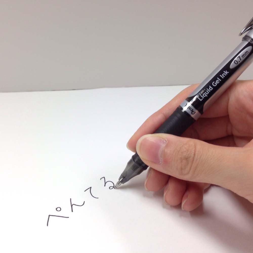 Pentel Energel Gel Ink Ballpoint Cap Silver 10 Pens Pen, Type, 0.7mm, Barrel, BL57-A, Black,