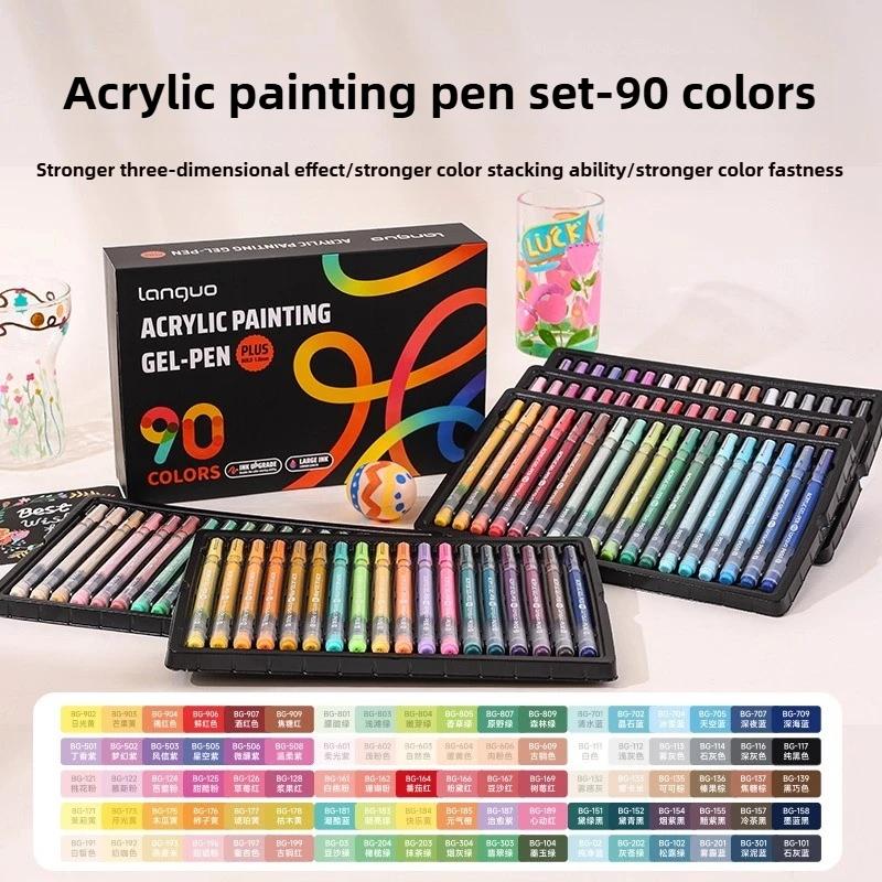 LANGUO 90/6 Colors Acrylic Gel Pen 1.0mm Large Capacity Student Writing Pen Painting Drawing Office School Supplies Stationery