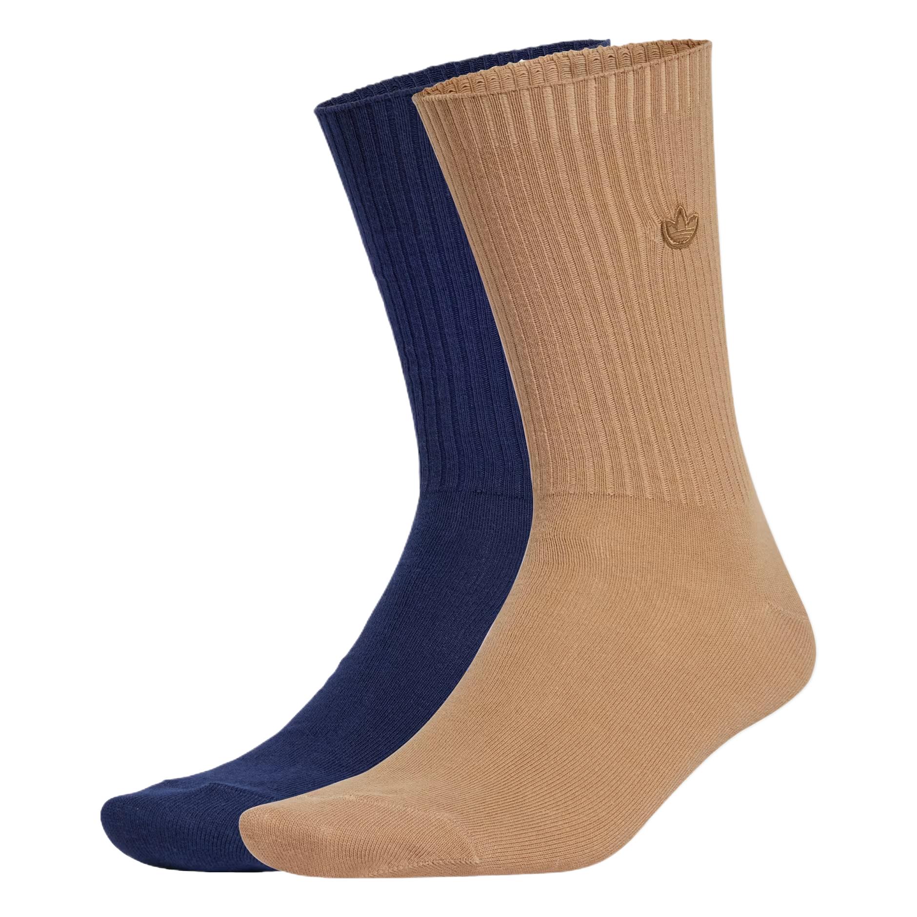 Adidas Crew Socks Unisex 2 Pack Cardboard Yellow/Dark Indigo JJ1838 M