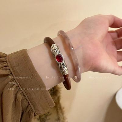 New Chinese Style Chicken Blood Vine Vegetarian Ring Bracelet for Women, Fashionable, Personalized, Simple, Ethnic Style, and Best Friend Jewelry