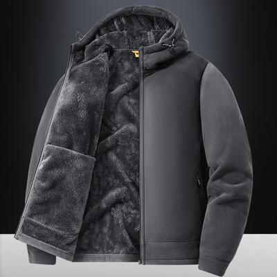 Polar Fleece Hooded Jacket for Men Autumn Winter Outdoor Thicken Warm Parkas Coats Men Hiking Camping Jackets Clothing
