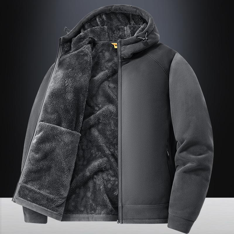Polar fleece Hooded Jacket for men Autumn Winter Outdoor Thicken Warm Parkas Coats Men Hiking Camping Jackets Clothing