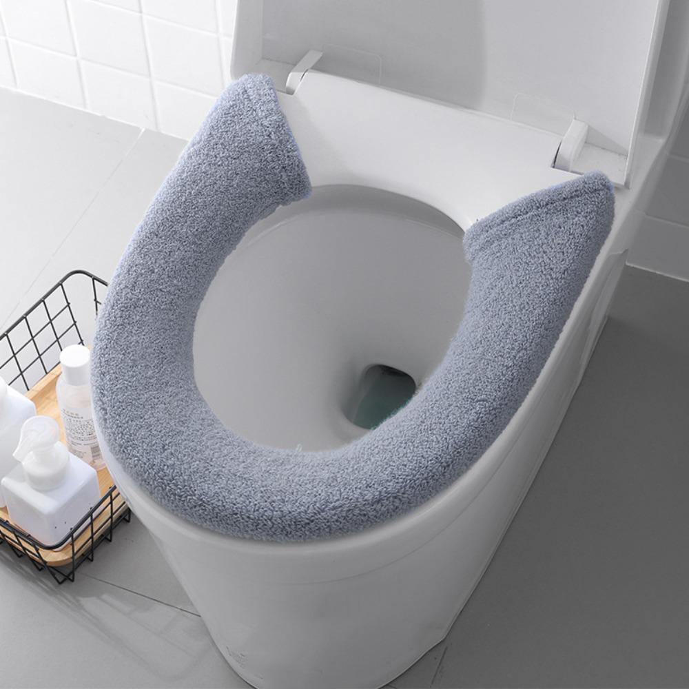 Thickened Toilet Seat Cover Soft Texture Toilet Cushion Warm Mat Button Toilet Pad  Square Toilet