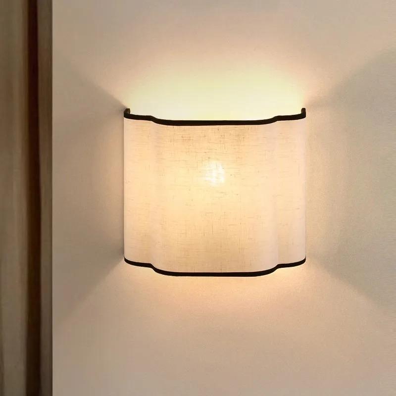 Creative Simple LED Fabric Lampshade Wall Lamp Bedroom Bedside Lamp Living Room Background Wall Corridor Crossing Lamp