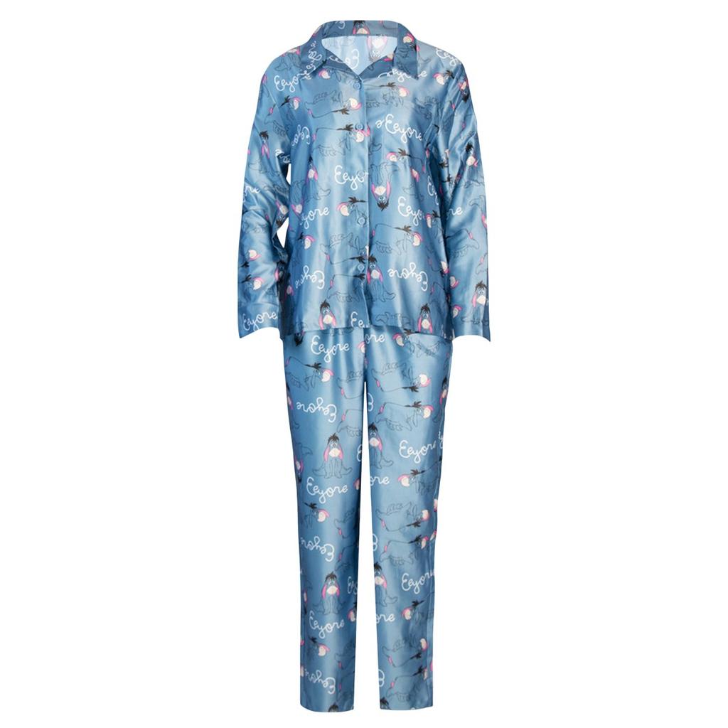 Winnie the Pooh Girls Eeyore Satin Straight Leg Long Pyjama Set