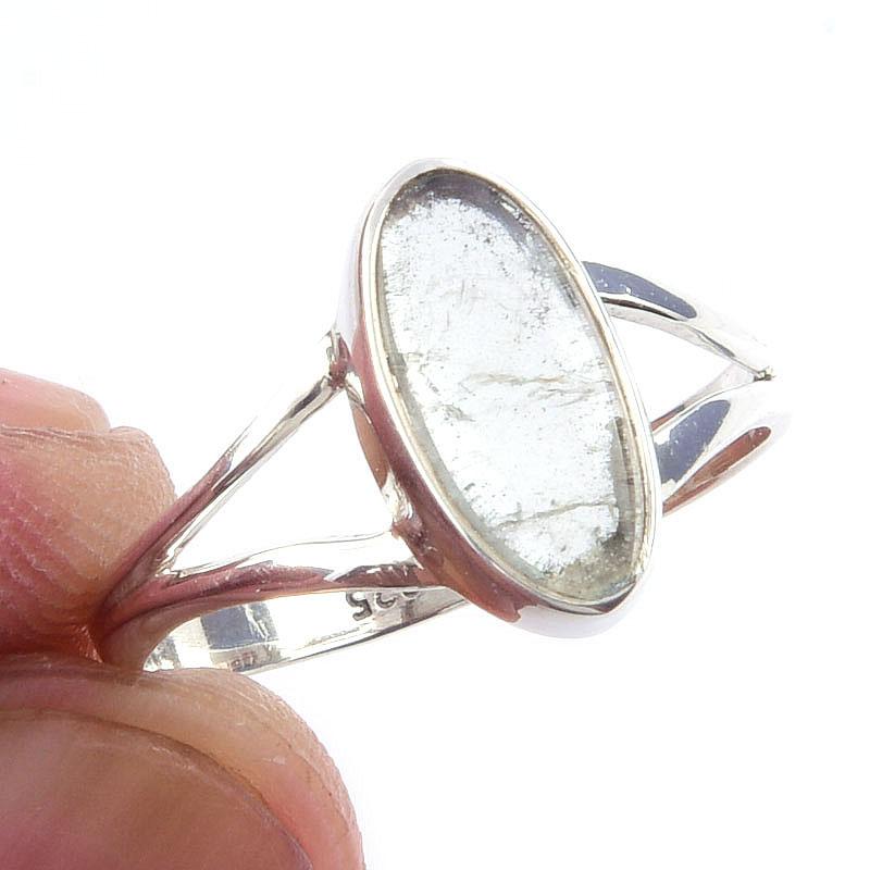 

Natural Aquamarine Gemstone Handmade 925 Solid Sterling Silver Ring Size 7 g6Q91