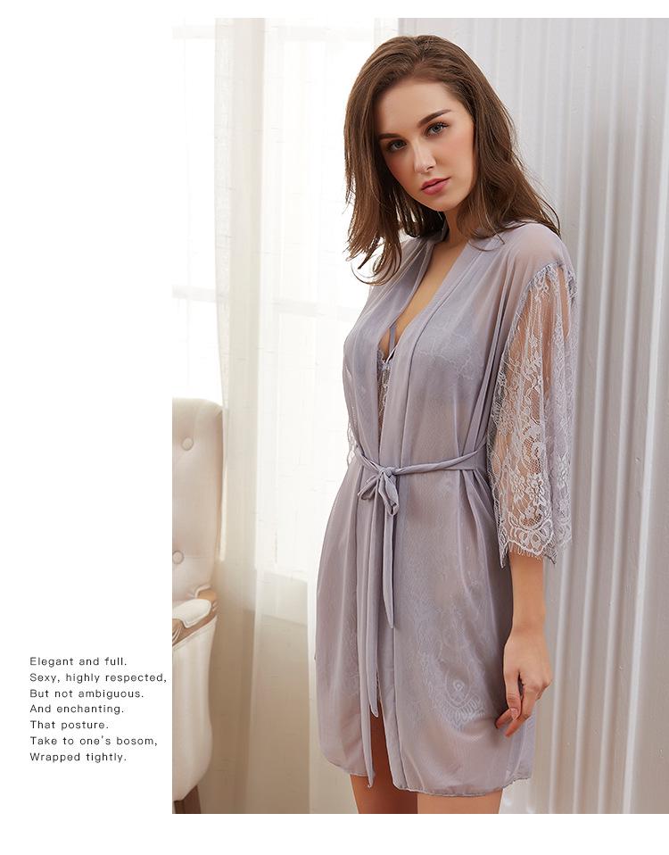 New Elegant European & American Lace Lingerie: Summer Nightgown with Bra Pads - 3-Piece Set