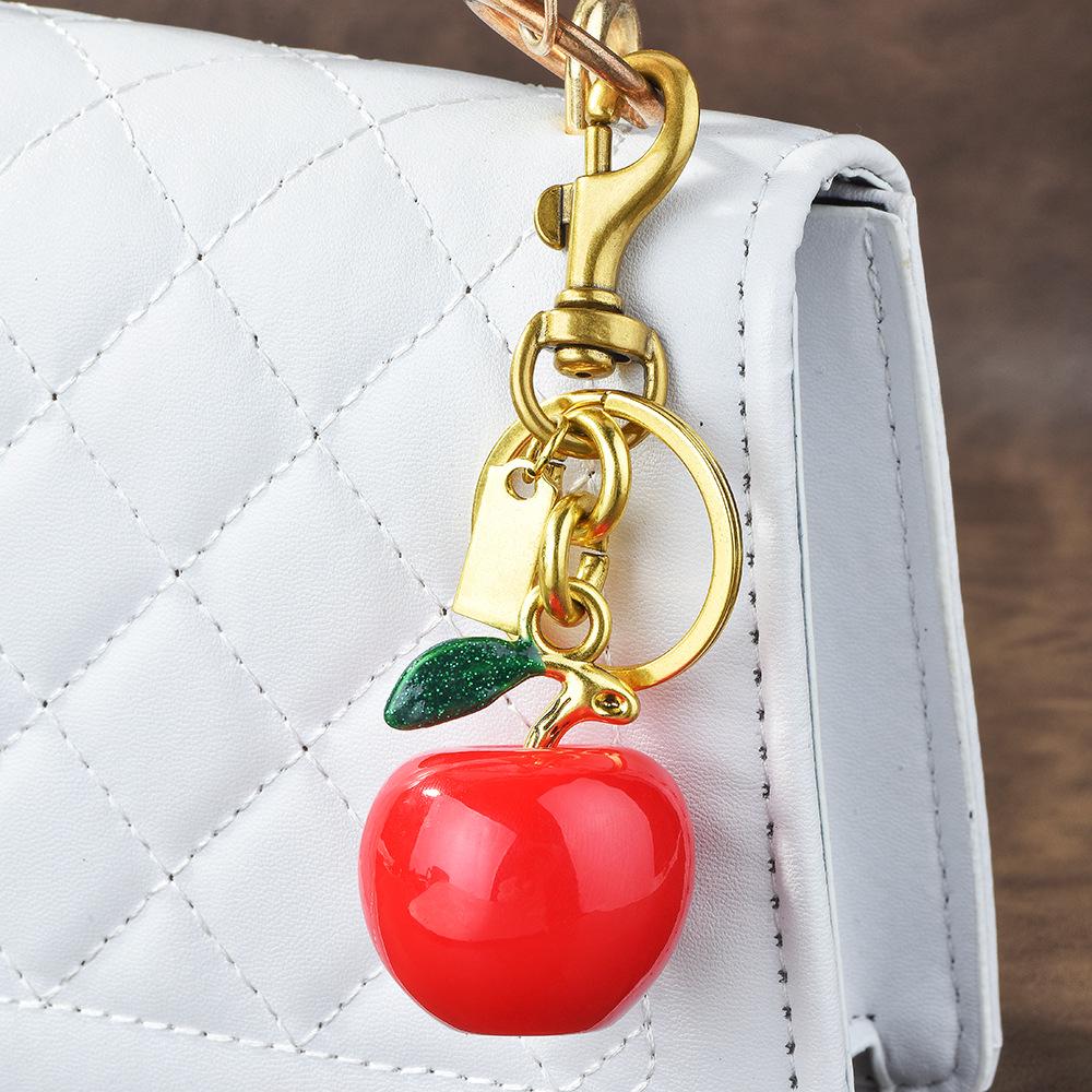 Exquisite Apple Keychain Pendant: Cute Bag Charm & Car Accessory