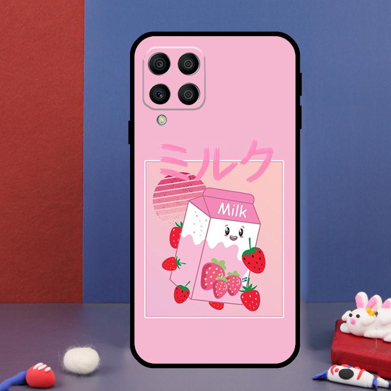 Kawaii Strawberry Milk For Samsung Galaxy M14 M34 M54 M33 M13 M23 M53 M15 M55 M31 M51 M20 M30s M32 M52 Phone Case