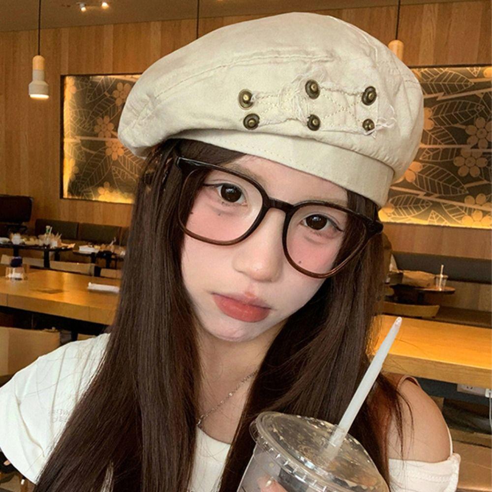 Japanese Style Painter Hat Retro Artist Cap Personality Washed Cotton Demin Berets  Unisex