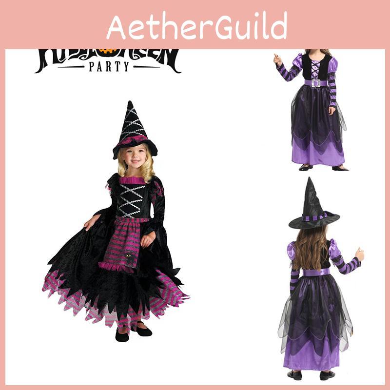 Exquisite Children's Halloween Witch Costume With Silky Fabric And Intricate Details