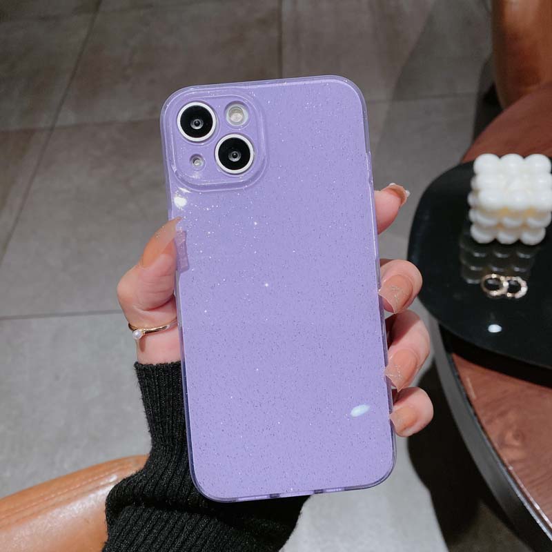 Solid Color Crystal Glitter Phone Case for IPhone 16 15 13 14 Plus 12 11 Pro Max Soft Silicone Candy Jelly Protective Back Cover