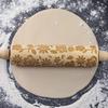 Christmas Decoration Baking Pastry Tool New Year Dough Stick Embossing Roll Pin Laser Wooden Christmas Rolling Pin