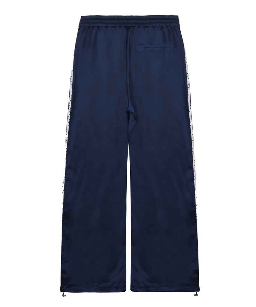 Nigaennikol Dot Double Line Satin Pants_Navy