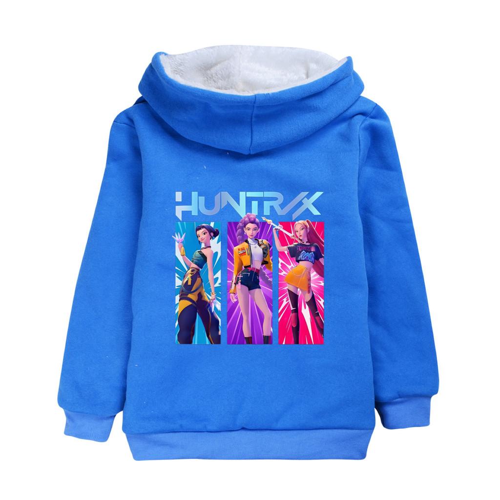 5018 Thick Velvet Girls Coat Kpop Zoey Mira Rumi Print Kids Long Sleeves Warm Winter Jacket