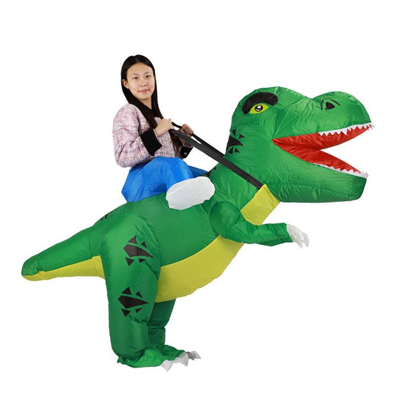 Goofy Dinosaur Christmas Inflatable Costume with Big Head and Bent Tail