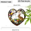Acrylic Heart-Shaped Easter Bunny Suncatcher Stained Glass Effect Window Hanging Ornament Easter Lover Gifts