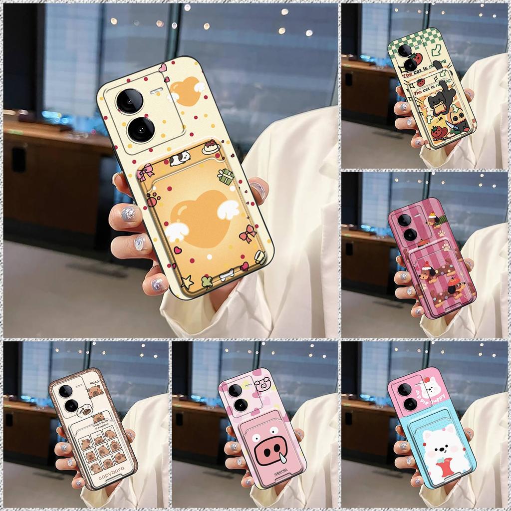 Shockproof Protective Phone Case For VIVO IQOO Z8 Anti-knock Full Wrap Cute Cartoon Card Bag Dirt-resistant Card Slot