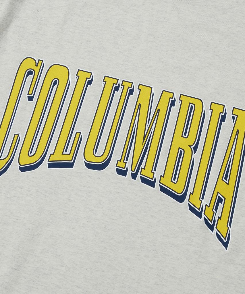 COLUMBIA UNIVERSITY Vtg Crack Logo S/S T-Shirts Oatmeal