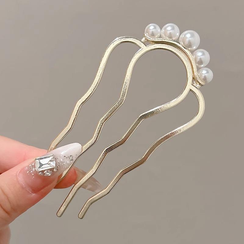 1Pcs Pearl Hair Fork Hair Clip Hairpins Metal U-Shaped Hair Sticks Combs Women Girl Hair Accessories Ornament Styling Tool