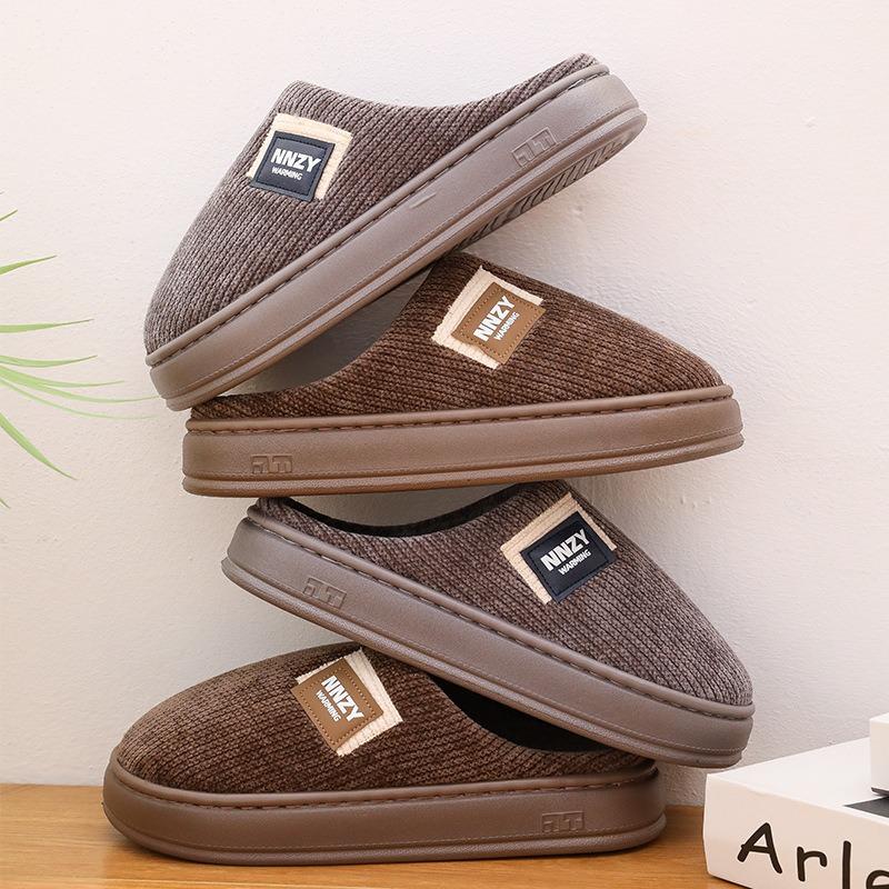 Warme Kante große Größe Herren Baumwollpantoffeln Herbst und Winter Plüsch verdickt Zuhause Indoor Taschenkopf Hausschuhe Größe warme Mop