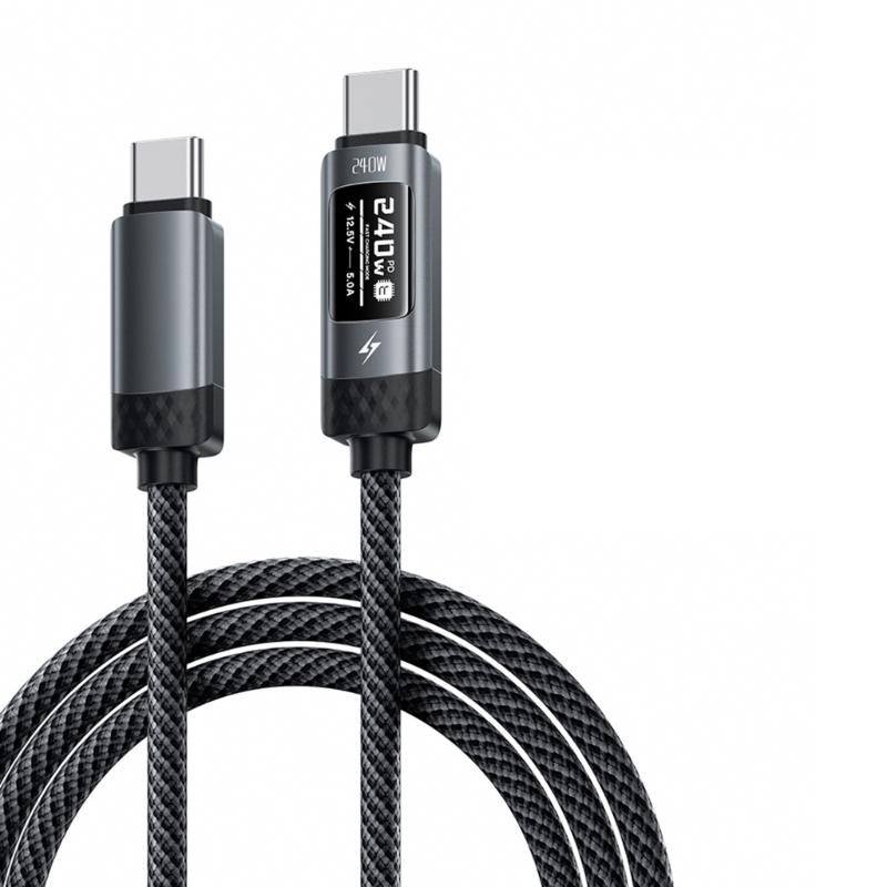 240W USB C Cable Fast Speed Data Transfer LED Display and PD3.1 Power Delivery Capability for Multiple Electronics