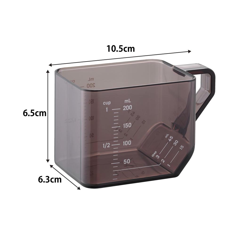 Yamazaki Tower Measuring Cup, Black, 10.5cm W x 6.3cm D x 6.5cm H, 200ml, Dishwasher and Microwave Safe, Heat Resistant, Made of Tritan, Product