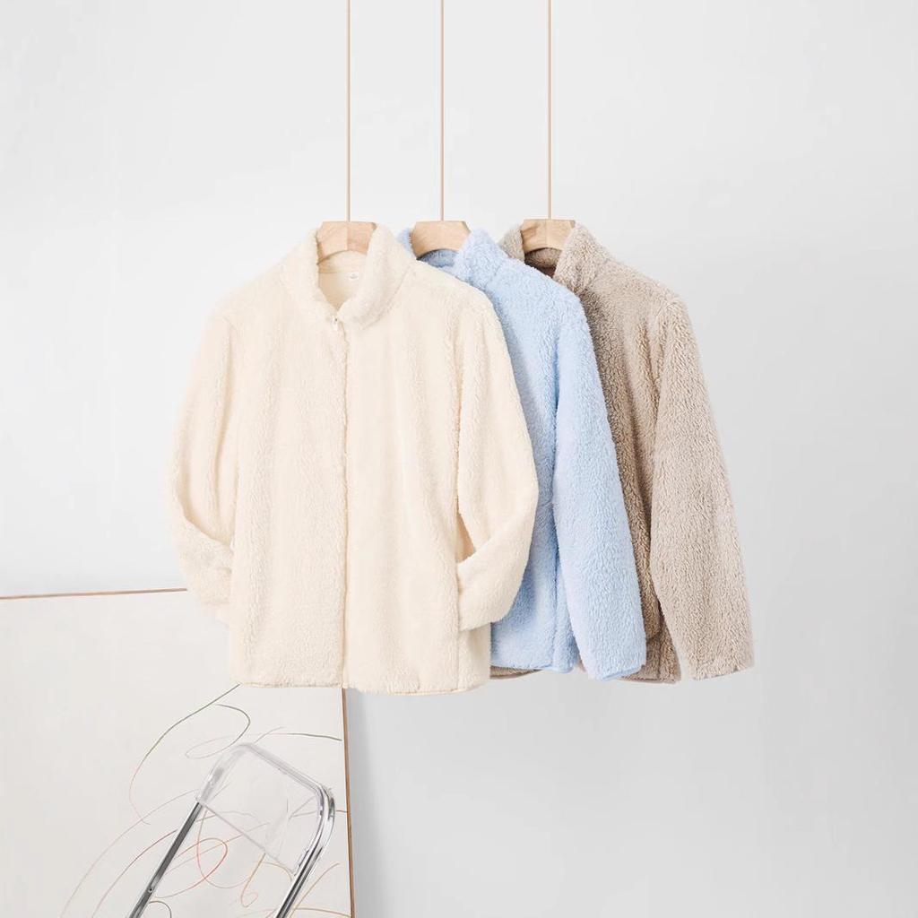 2026 Women's Korean Style Warm Stand Collar Fleece Fur Coat for Autumn/Winter
