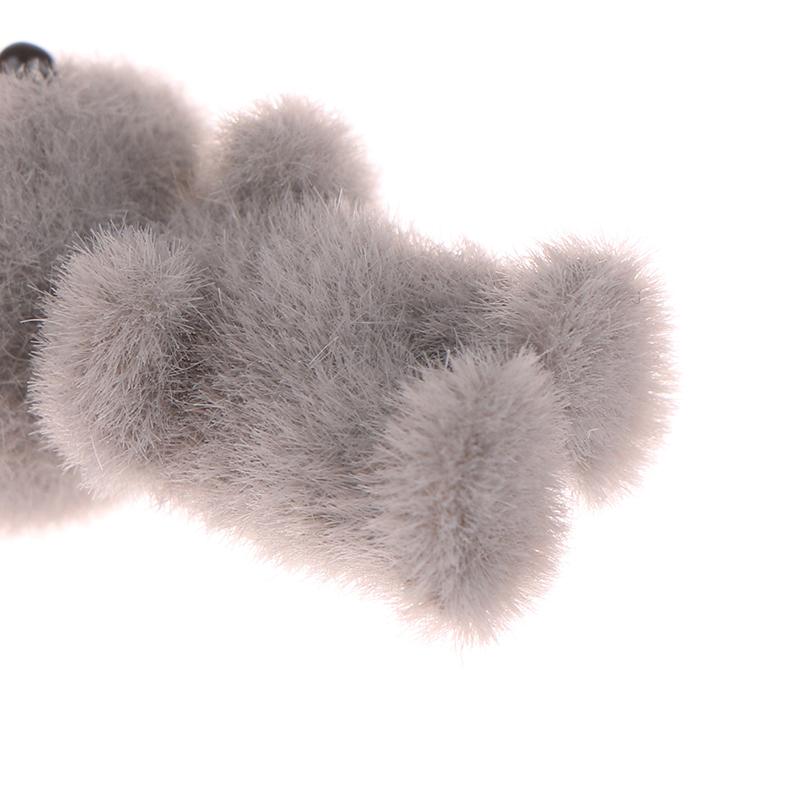 2Pcs Cat Bear Pendant Kawaii 3D Fluffy Flocking Charms Miniature Dolls Keychain Necklace Pendant Diy Crafts Jewelry Make