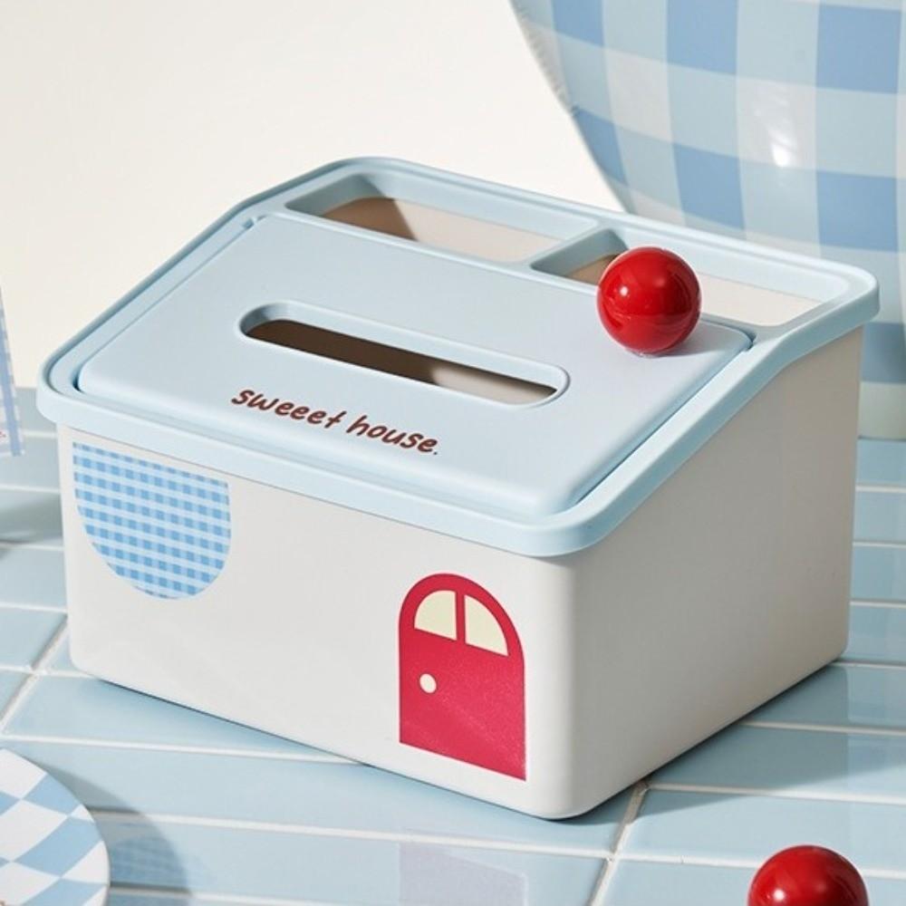 Big Capacity Tissue Storage Box House Shape Desktop Storage Holder Tissue Paper Box Desktop