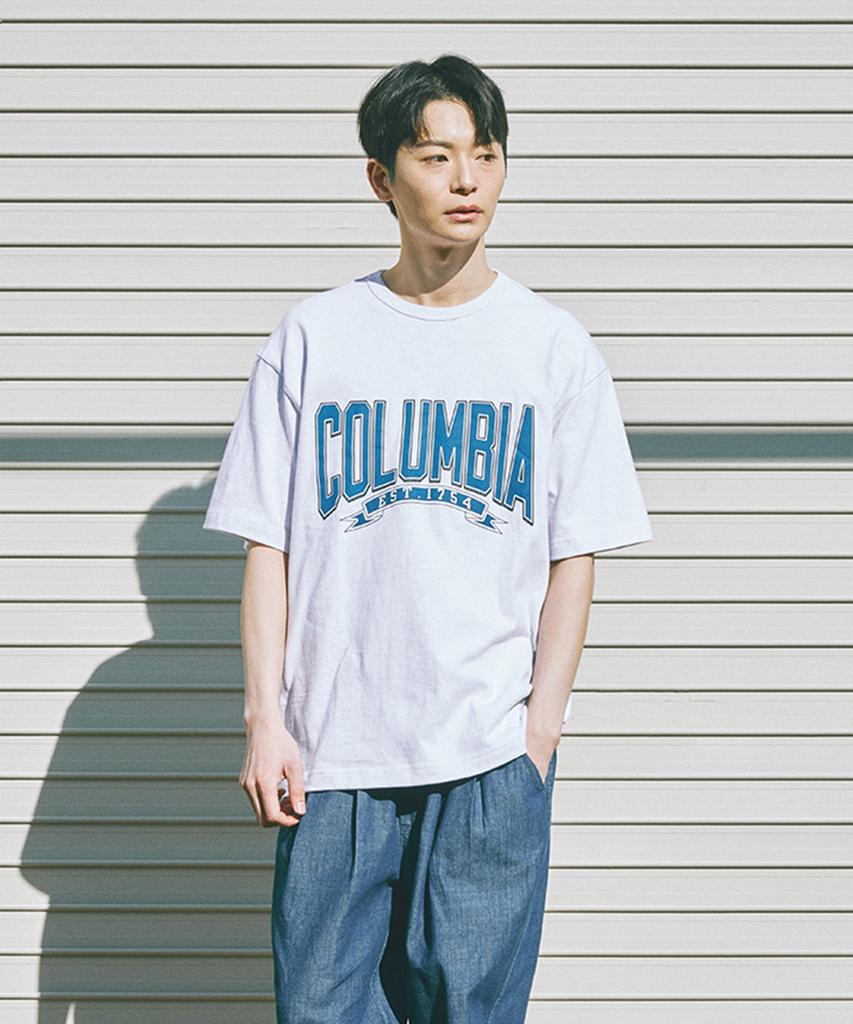 COLUMBIA UNIVERSITY Cu 80S Vintage Crack Logo S/S T-Shirts Light Melange