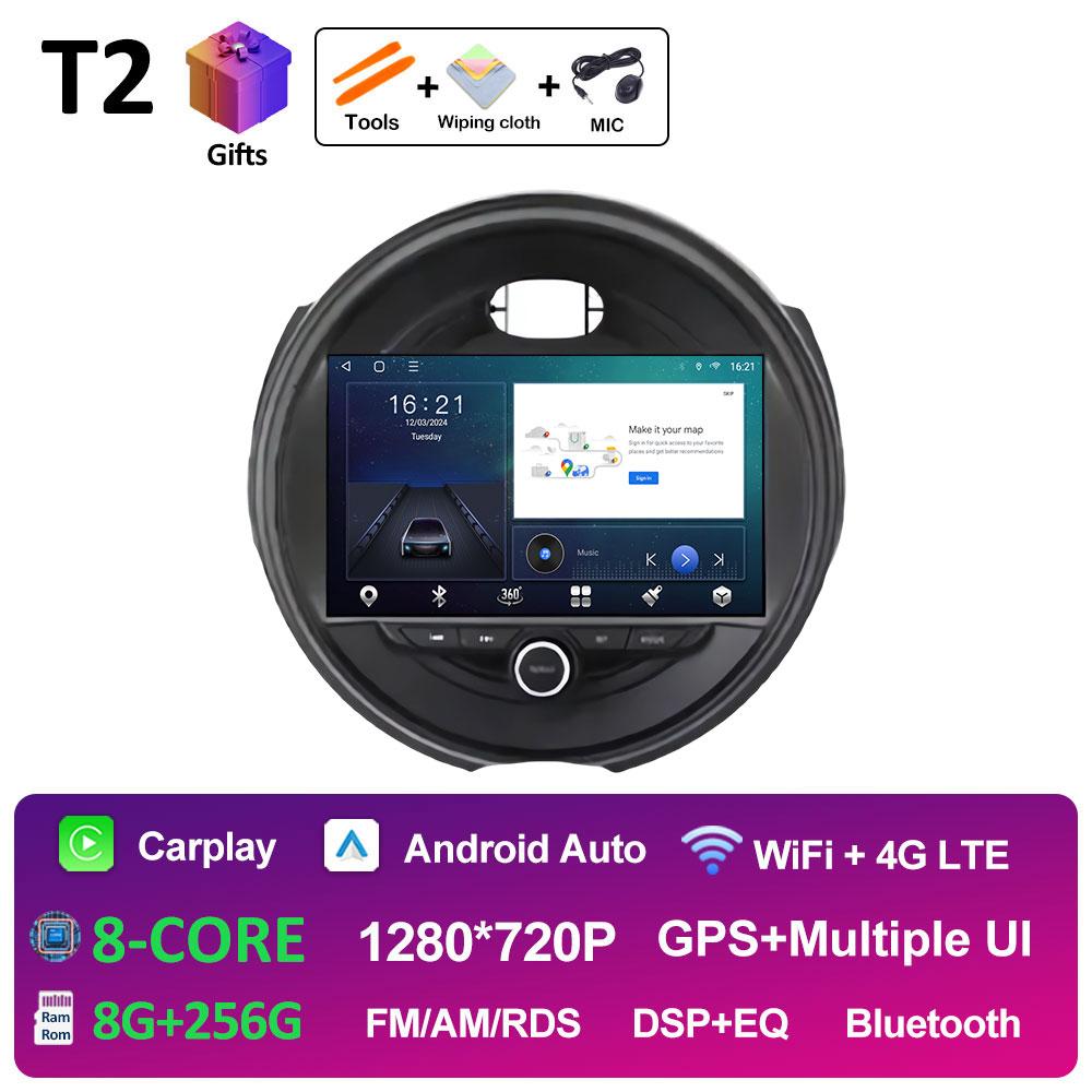 For BMW Mini Cooper Car Multimedia Audio Video Player Android OS Wireless Carplay DSP Stereo QLED IPS Screen Bluetooth Head Unit