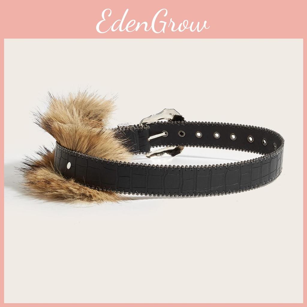 Modern Belt With Plush Elements And Pin Closure For Fall Fashion Looks