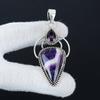 Chevron Amethyst Gemstone Silver Pendant in 925 Sterling Silver- Handmade Design, Everyday Wear Jewelry, Unique Amethyst Pendant Women's Gift