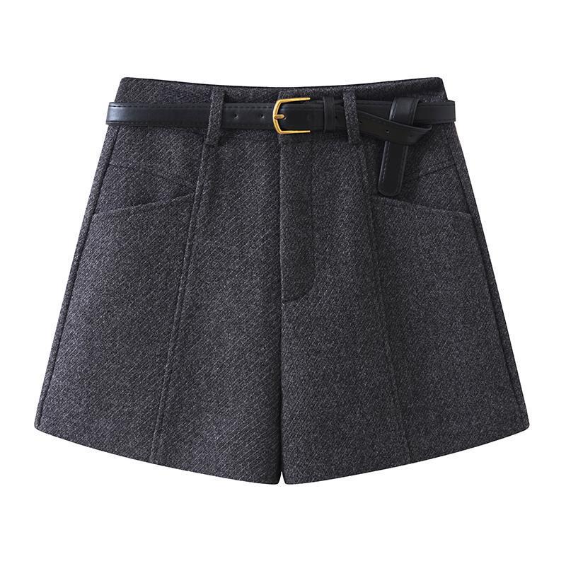 

Gray Women s High-Waisted Wool Shorts, Versatile Slimming Casual Three-Quarter Pants A9042 XL (Weight Reference 111-120 lbs)
