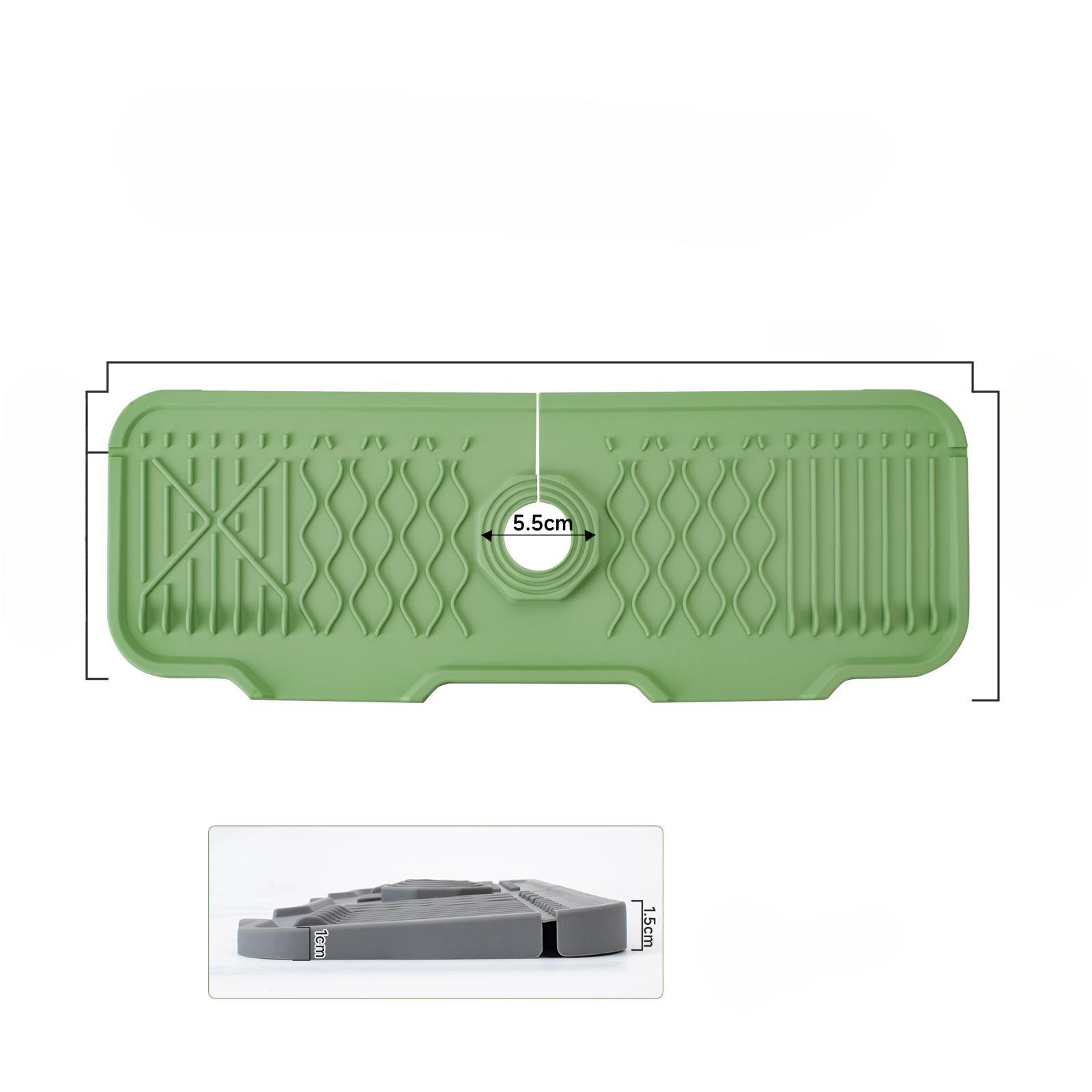 

Легкоочищаемый силиконовый коврик для крана - нескользящий, с углом наклона 5° и складными краями, экономит место и направляет поток воды, подходит зелёный