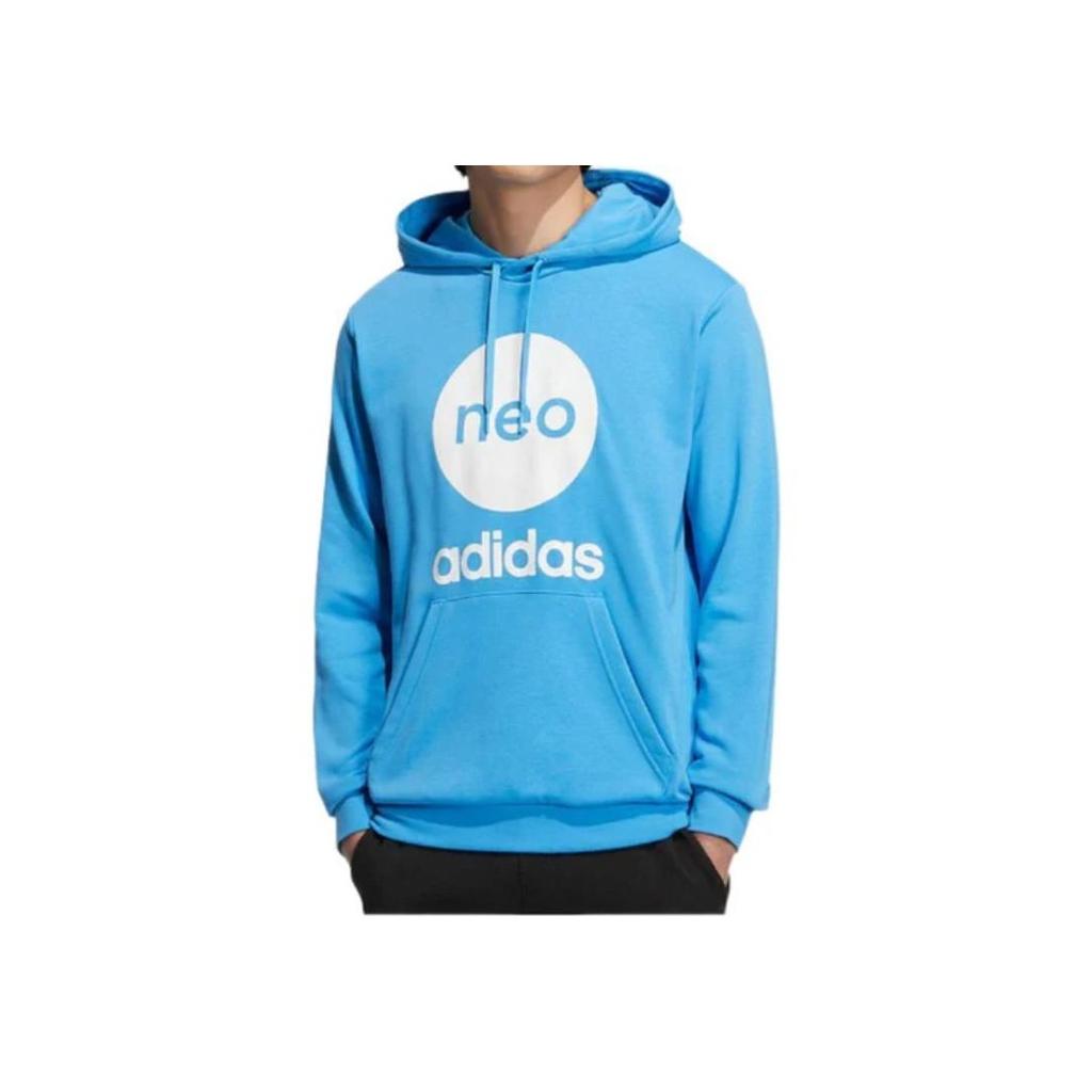 Adidas Neo Brand Logo Print Hoodie With Drawstring Long Sleeves Unisex Hoodie Blue HM2001