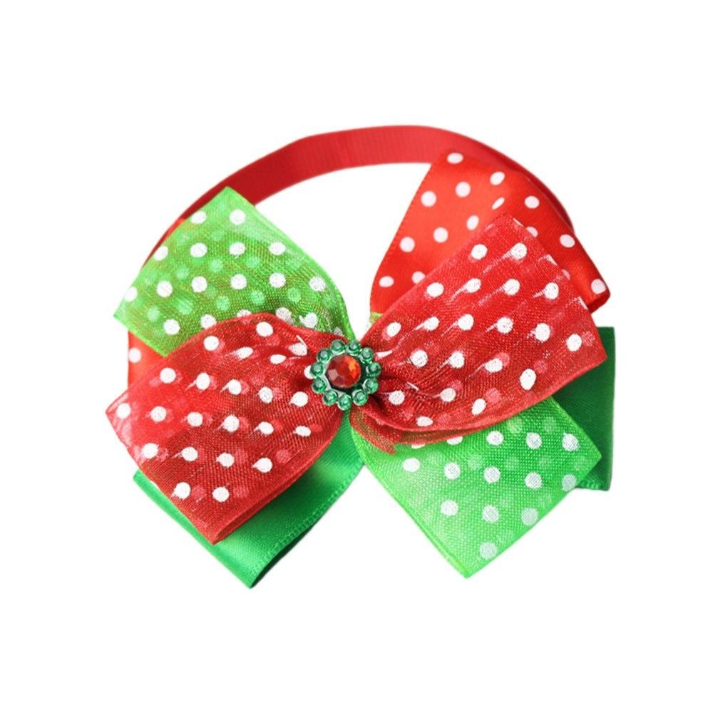 1pc Multi-Pattern Cloth Pet Bow Puppy Necklace Christmas Decor Prop Personilzed Safe Adjustable