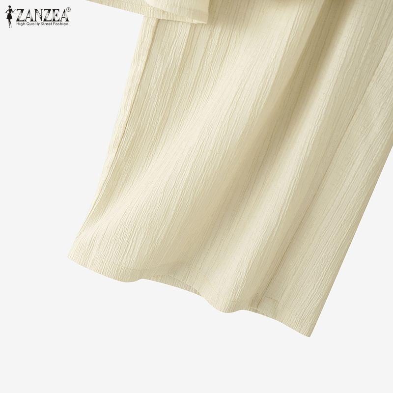 ZANZEA Women Long Sleeve Blouse and Pants Casual Two Piece Suit Sets